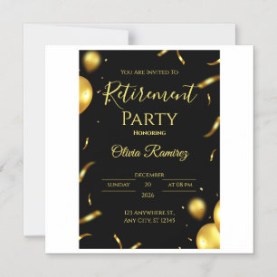 Black And Gold Elegant Retirement  Magnetic Invitation