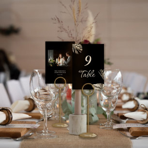 Black and Gold Elegant Simple Wedding Photo Table Number