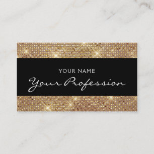 Black and Gold Elegant Sparkly Makeup Artist Business Card