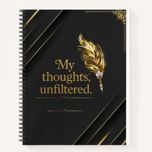 Black and Gold elegant  Spiral Notebook. Notebook (Front)