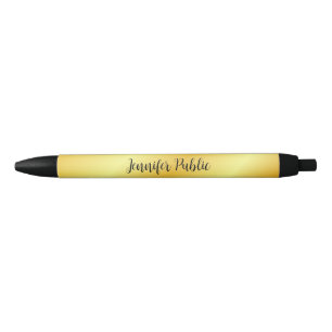 Black And Gold Elegant Template Hand Script Name Blue Ink Pen