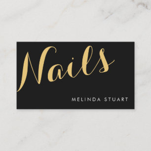 Black and Gold Elegant Typography Nail Artist Business Card
