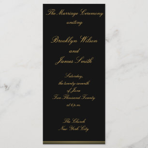 Black And Gold Elegant Wedding Ceremony Programs Programme