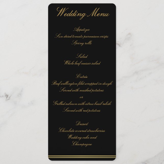Black And Gold Elegant Wedding Menu (Front)