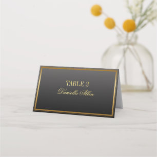 Black and Gold Elegant Wedding Place Card