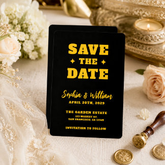 Black and Gold Elegant Wedding Save The Date