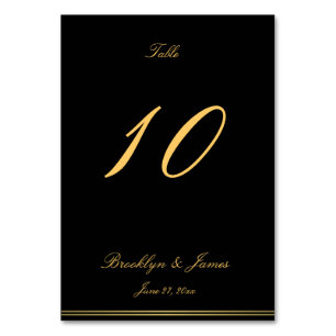 Black And Gold Elegant Wedding Table Cards