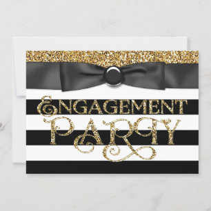 Black and Gold Engagement Party Invitation