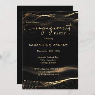 Black and gold Engagement Party Template