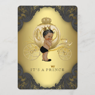 Black and Gold Ethnic Prince Baby Shower Invitation