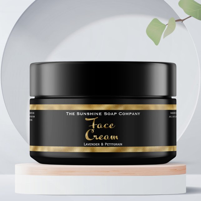 Black and Gold Face Cream Jar Label (Creator Uploaded)