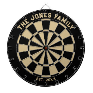 Black and Gold Family Dartboard with Darts