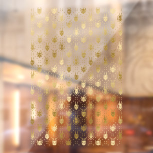 Black and Gold Fantasy Dragon Argyle Pattern Window Cling