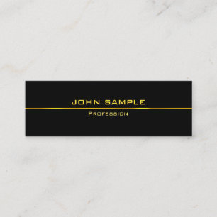 Black And Gold Fashionable Modern Minimalist Plain Mini Business Card