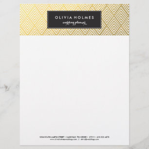 Black and Gold Faux Foil Chevron Letterhead