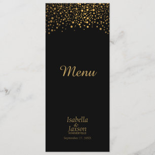 Black and Gold Faux Foil Confetti Dots - Menu