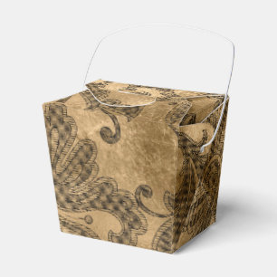 Black and Gold Faux Foil Damask Favour Box