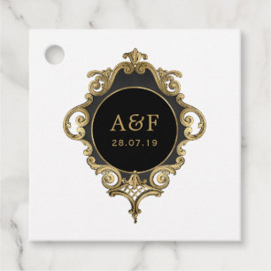Black and Gold Faux Foil Monogram Favour Tags