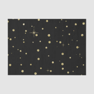 Black and Gold Faux Glitter Confetti Dots Tissue Paper