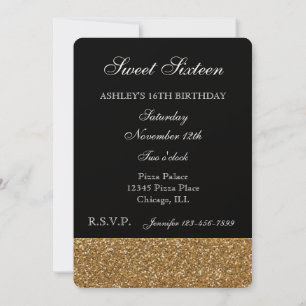 Black and Gold Faux Glitter Invitation