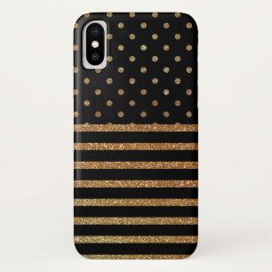 Black and Gold Faux Glitter iPhone X Case