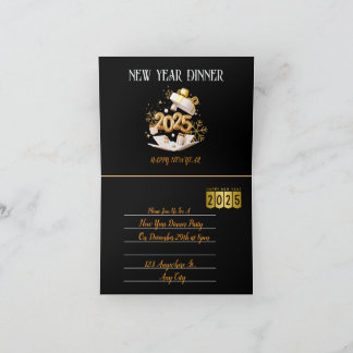 Black and Gold Festive New Year Party Invitation