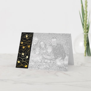Black and Gold Filigree Photo Christmas Card