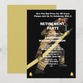 Black and Gold Firefighters Retirement Party    Invitation