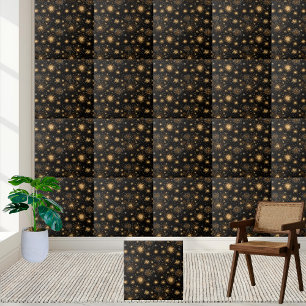 Black and Gold Fireworks Tile