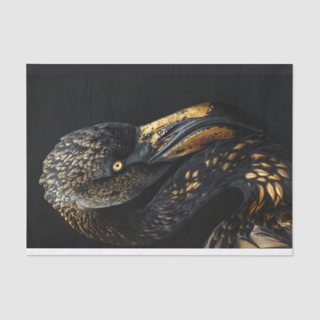 Black and Gold Flamingo1 Tissue Paper (Front)