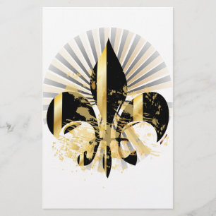 Black and Gold Fleur de Lis