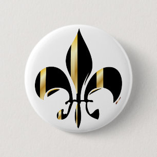 Black and Gold Fleur de Lis 6 Cm Round Badge