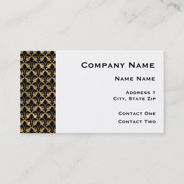 Black and Gold Fleur De Lis Border Business Card (Front)