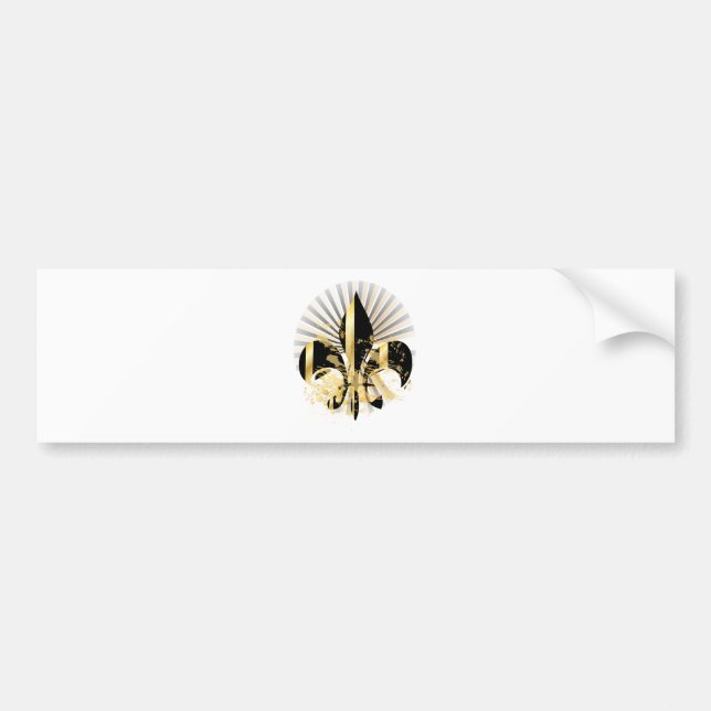 Black and Gold Fleur de Lis Bumper Sticker (Front)