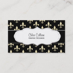 Black and Gold Fleur de Lis business cards