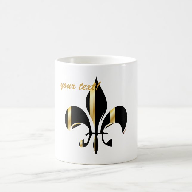 Black and Gold Fleur de Lis Coffee Mug (Center)