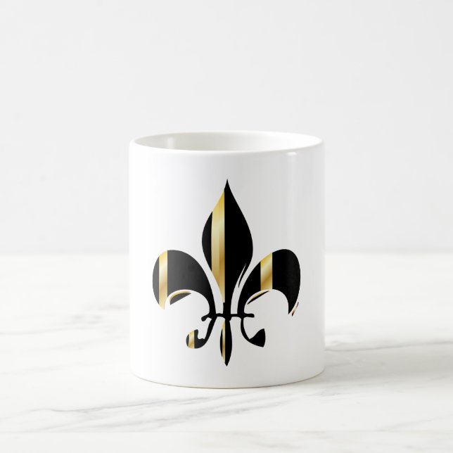 Black and Gold Fleur de Lis Coffee Mug (Center)