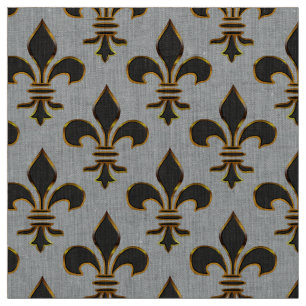 Black and Gold Fleur-de-lis Fabric