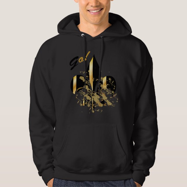 Black and Gold Fleur de Lis Hoodie (Front)