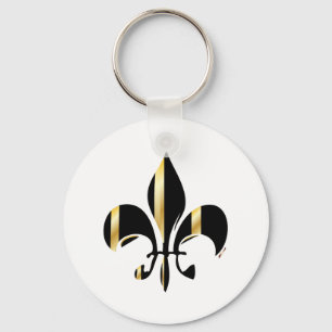 Black and Gold Fleur de Lis Key Ring