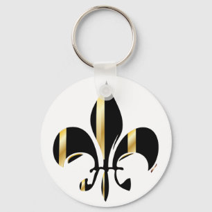 Black and Gold Fleur de Lis Key Ring