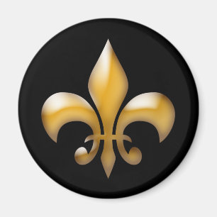 Black and Gold Fleur de Lis Magnet
