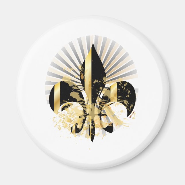 Black and Gold Fleur de Lis Magnet (Front)