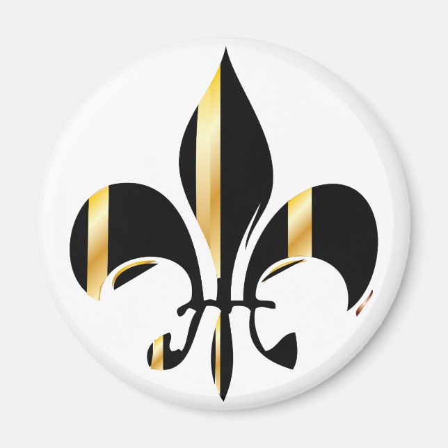 Black and Gold Fleur de Lis Magnet (Front)
