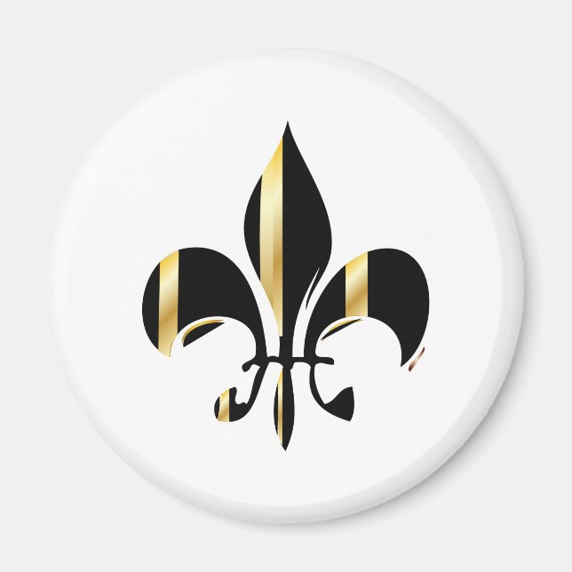 Black and Gold Fleur de Lis Magnet (Front)
