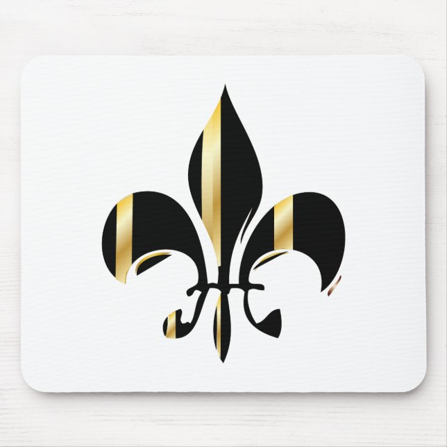 Black and Gold Fleur de Lis Mouse Mat (Front)