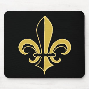 Black and Gold Fleur de lis Mouse Mat