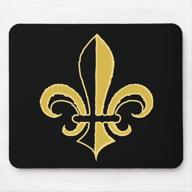 Black and Gold Fleur de lis Mouse Mat (Front)