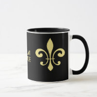 Black and Gold Fleur De Lis Mug Who Dat