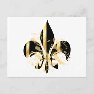 Black and Gold Fleur de Lis Postcard